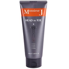 MONSIEUR J 男士多效合一刮鬍潔顏沐浴洗髮乳, 180ml, 1組