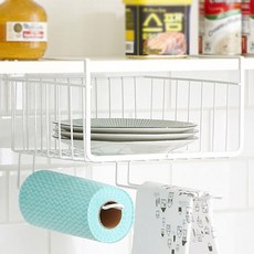 트레벨 분체 압연 스페이스선반 겸용 키친타올 행주걸이, 화이트, 2개입