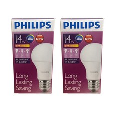 필립스 LED 전구 14W, 2개, 전구색