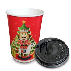 공컵 크리스마스 호두까기병정 일회용컵 390ml + 리드, 1세트, 1세트