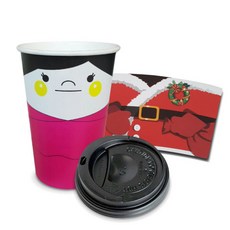 공컵 크리스마스 커비 일회용컵 390ml + 뚜껑 + 홀더, 1세트
