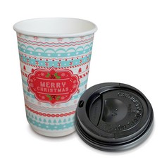 공컵 크리스마스 메리민트 일회용컵 390ml + 리드, 1세트