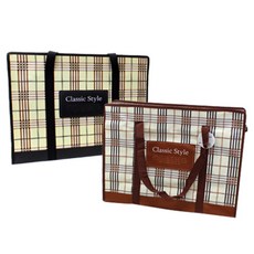 POPO FANCY 經典風格格紋防水帆布袋, 2個, 棕色 + 黑色