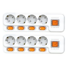 LIVING DUO 接地單個開關多線4端口, 1.5m, 2件