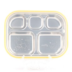 KitchenU 米飛兔不鏽鋼餐盤便當盒, 混色, 餐盤+蓋子