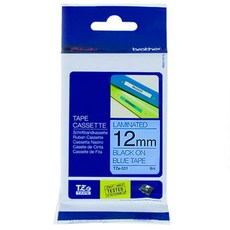 TZe TAPE 護貝標籤帶 TZe531 12mm, 12毫米寬, 1個, 黑色 + 藍色, 8m