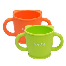 LITTLE BOBDOG 幼兒矽膠餐具2入組 F款, 橘色+綠色, 1組