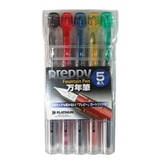 플래티넘 프레피 만년필 5종 세트, F, 블랙,블루,레드,옐로우,그린