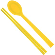 sillymann 孩童鉑金矽膠餐具組 WSK3701, 檸檬黃, 兒童湯匙+筷子, 1組