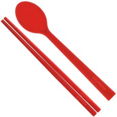 sillymann 孩童鉑金矽膠餐具組 WSK3701, 深紅色, 兒童湯匙+筷子, 1組