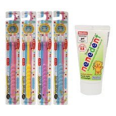 Dentinox 兒童360度牙刷+含氟牙膏組 蘋果味, 1組