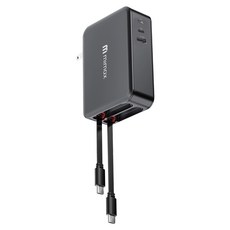 mimax 米覓 USB-A + USB-C 伸縮線 便攜 充電器 PD 65W 115cm 黑色 180天品質保證