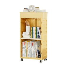 Yeya 也雅 乳酪夾心童趣風3層兒童置物櫃 附滑輪 + 隔板, 黃色, 3層