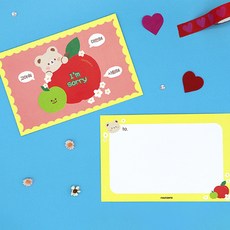 Maumdama 小熊寶寶蘋果日明信片, 混合顏色, 60個