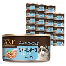 ANF 고양이 간식캔 생선, 흰살참치 + 닭고기, 95g, 24개