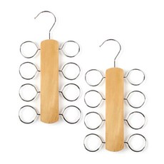 sunwooland 木質直式多孔圍巾領帶收納衣架, Natural, 2個