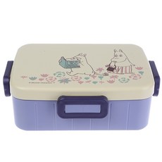 무민 꽃밭사면 결착 사각 도시락, 연보라, 1개