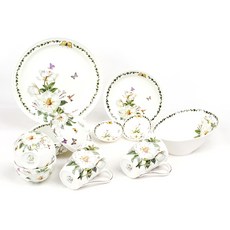 Royal Essex 木蘭雙人餐具組 11件組, 1套, 混合色, 飯碗2p + 湯碗2p + V型馬克杯2p + 醬料碗1p + 11"盤1p + 9"盤1p + 4"淺碟2p