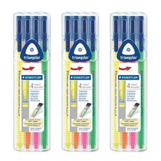STAEDTLER Triplus Text Surfer 3角螢光筆, 4 種顏色, 3套