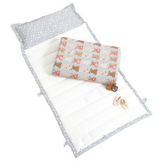 Coney Island 四季午睡棉被睡墊棉質枕芯組+防水收納袋(隨機出貨), 藍色復古小兔款