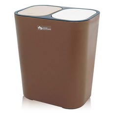 Ann 一鍵式雙格垃圾桶 15L, 深棕色, 1個