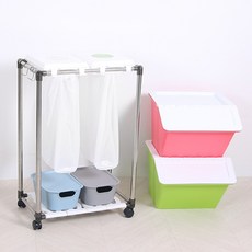 LIVING HAPPY 2格分類回收架, 1組, 白色