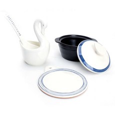 LKmade 簡約條紋印花砂鍋餐具 5入組, 1組