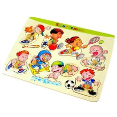 해피타운 15종 꼭지퍼즐 스포츠선수, 18개월이상, 1개