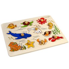 happytown 15種手抓板拼圖 海洋動物, 10件, 1個