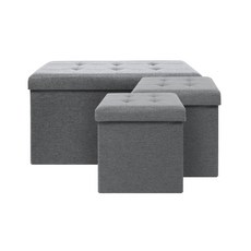 CASAMARU 可收納長凳+方型 2入, 深灰色