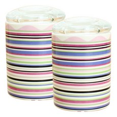 LKmade 彩色條紋瓷質密封香料罐, 2入