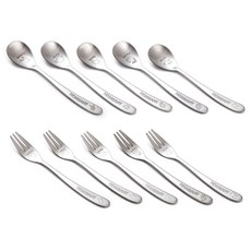 HOMEANY 茶匙 + 茶叉組, 1套, 5種茶匙 + 5種茶叉 (兔子 + 大象 + 小雞 + 獅子 + 豬)