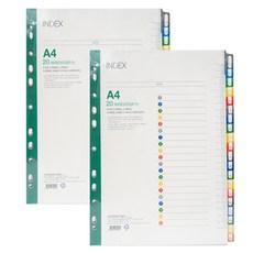 희망사무포인트 화일 PP 20분류 인덱스 홀더파일, 혼합 색상, 2개