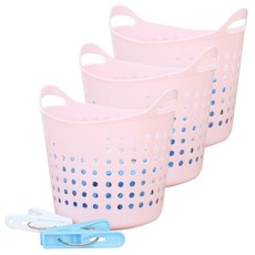 夾子收納籃 粉色, 3套