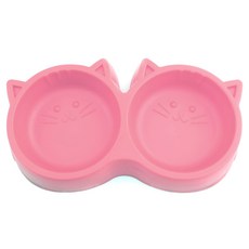 ZEZEPET 야옹이 애견 더블식기, 핑크 (G408PFS017), 1개