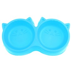 ZEZEPET 야옹이 애견 더블식기, 블루 (G408PFS015), 1개