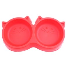 ZEZEPET 야옹이 애견 더블식기, 레드 (G408PFS016), 1개