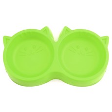 ZEZEPET 야옹이 애견 더블식기, 그린 (G408PFS018), 1개