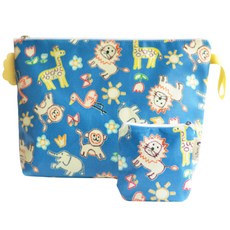 SEMOMS 印花防水餐盤袋+藥品收納包, 便當袋(30*25*5cm)+小袋子(10.5*11cm), 1組