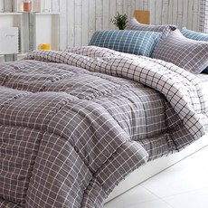 摩卡格紋薄被三件組