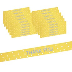 THANK YOU文字圓點印花貼紙, 黃色的, 60件