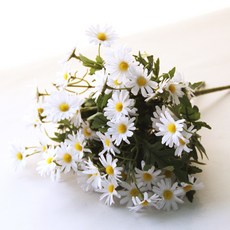 River Green 人造花 仿真雛菊, 白色