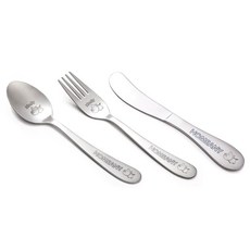 HOMEANY 兒童西餐湯匙+叉子+麵包刀, 小豬款, 1組