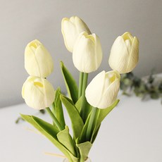 RIVER-GREEN 鬱金香人造花枝 6p, 白色