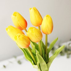 River Green 鬱金香人造花枝 6p, 黃橘色