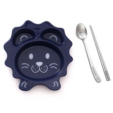 HOMEANY 成人套組, 1套, 海軍藍, 共享盤+成人勺+筷子