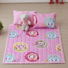 BODRE 純棉絎縫墊, 粉色動物園款