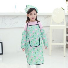 bebe chouette 紅鶴印花防水圍裙+頭巾+袖套組