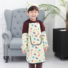 bebe chouette 孩童印花圍裙+頭巾+袖套