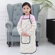 bebe chouette 孩童紅鶴圖案圍裙+頭巾+袖套